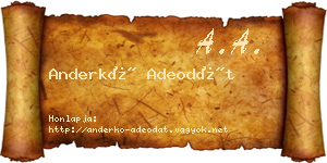 Anderkó Adeodát névjegykártya